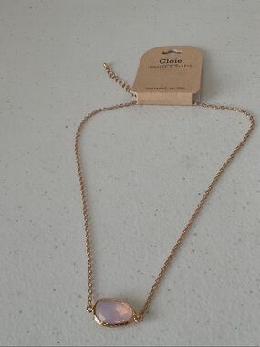 Cloie Rose Gold Necklace with Pale Pink Gemstone